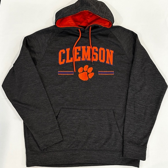 Colosseum Gray orange navy Clemson Tigers Hoodie Sweatshirt - Picture 1 of 3
